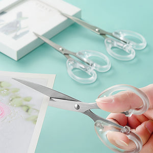 Multi-functional Stainless Steel Precision Scissors with Transparent Handle for Office, School & Crafts