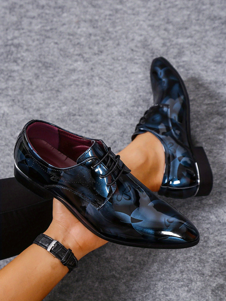 Elegant Men's Oxford Brogue Shoes - Lace-Up Pointed Toe, Durable & Comfortable for Wedding, Business & Office Wear, All-Season Design