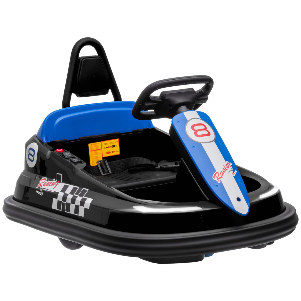 DodiOnline 6V Electric Kids Bumper Car, 6V Spin Waltz Car, with Music, Horn, Lights - Black