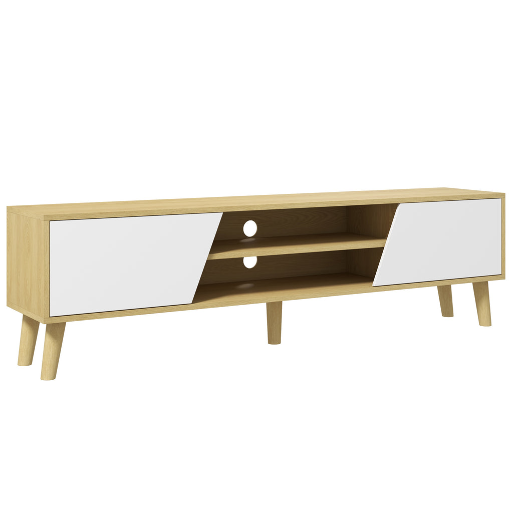 DodiOnline Scandinavian-Style TV Cabinet, with Storage - Wood-Effect/White