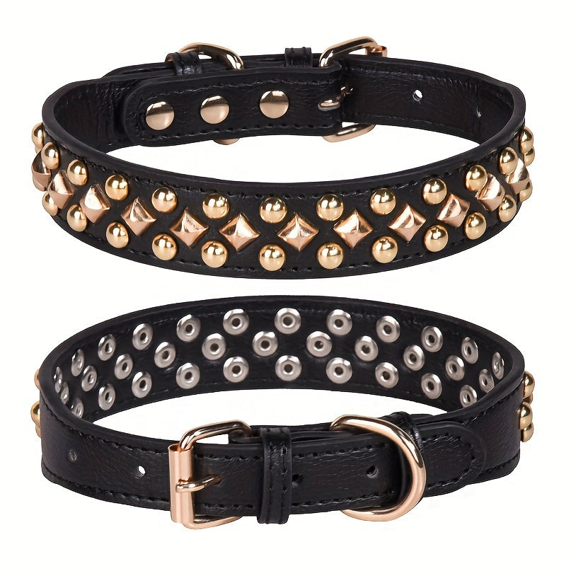 1pc Rivet Pet Collar, Retro Leather Dog Collar, Suitable For Pets Neckwear Accessories