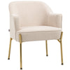 DodiOnline Fabric Accent Chair, Modern Armchair with Metal Legs for Living Room, Bedroom, Home Office, Cream