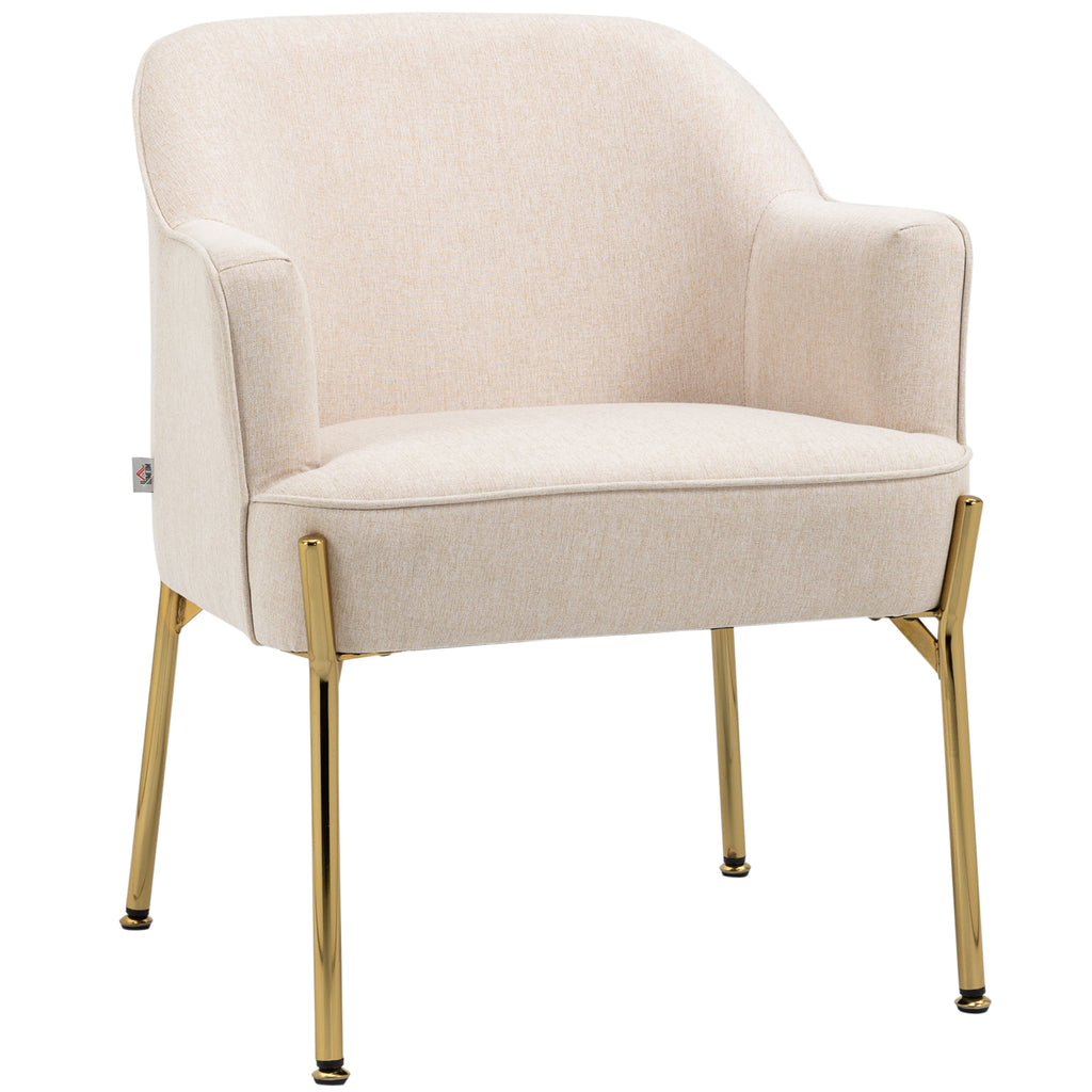 DodiOnline Fabric Accent Chair, Modern Armchair with Metal Legs for Living Room, Bedroom, Home Office, Cream