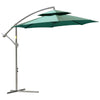DodiOnline 2.7m Banana Parasol Cantilever Umbrella with Crank Handle, Double Tier Canopy and Cross Base for Outdoor, Hanging Sun Shade, Green
