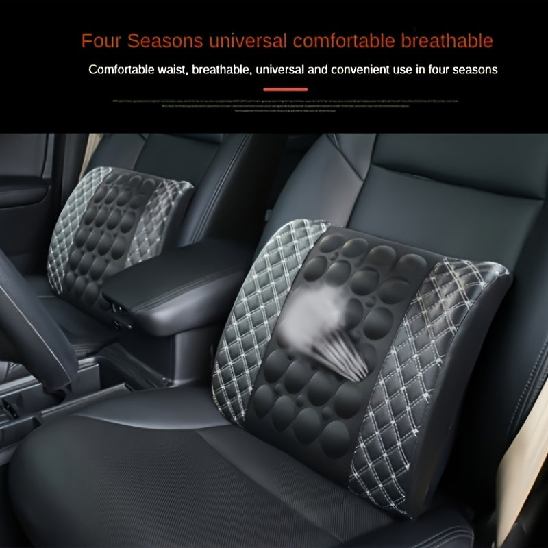 Car Lumbar Electric Massager, Red Pillow Car Interior Decoration, Ultra-fiber PU Leather Cushion For Car, Office