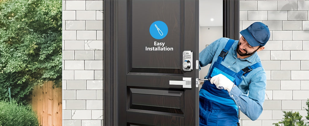 Keyless Entry Door Lock with 2 Lever Handles - Electronic Keypad Deadbolt, Auto-Locking, Anti-Peeping Password, Digital Smart Code, Brushed Aluminum, Battery-Powered (AA Batteries Included), US Standard, Smart Door Lock