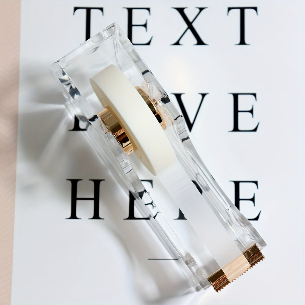 1pc Exquisite Transparent Acrylic Tape Holder - Desktop Organizer with Built-in Tape Cutter for Office Scenes, Easy to Use and Space-Saving Design