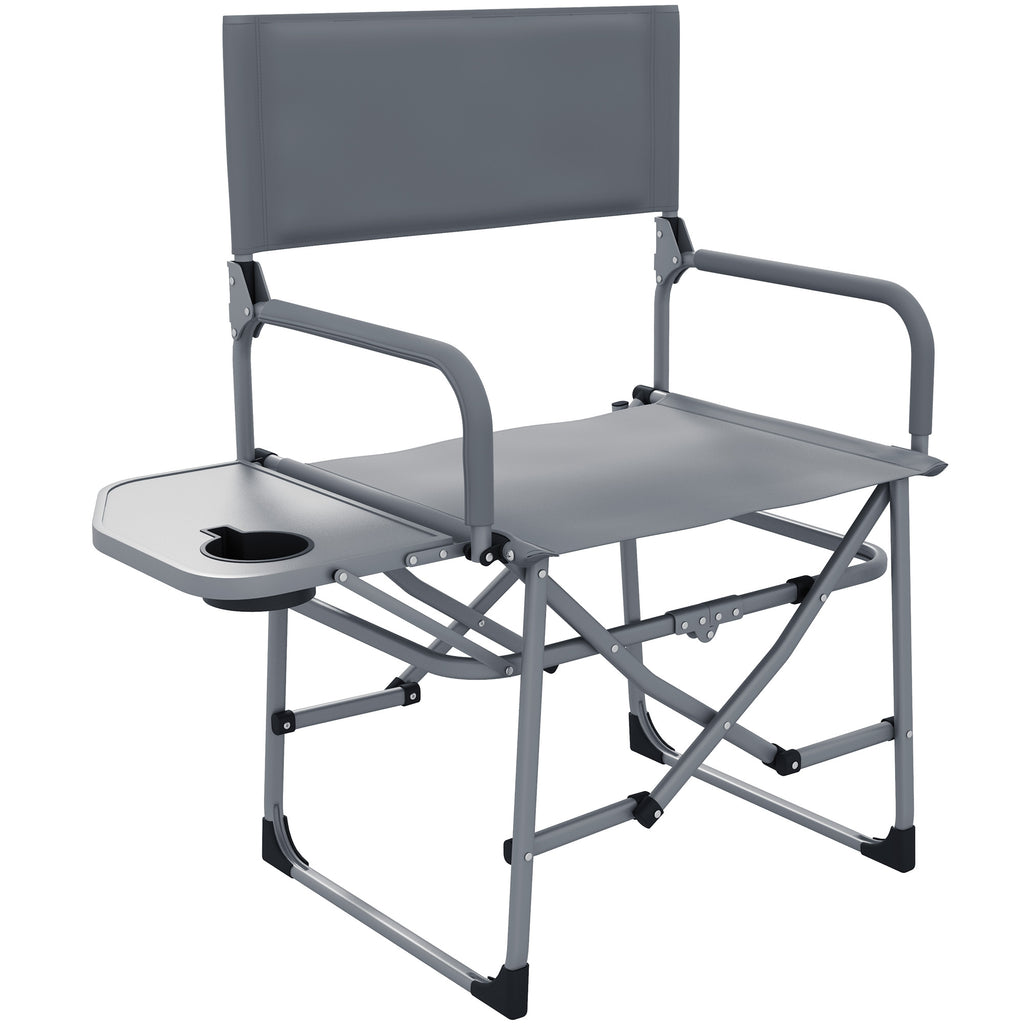 DodiOnline Folding Directors Camping Chair, with Side Table - Grey