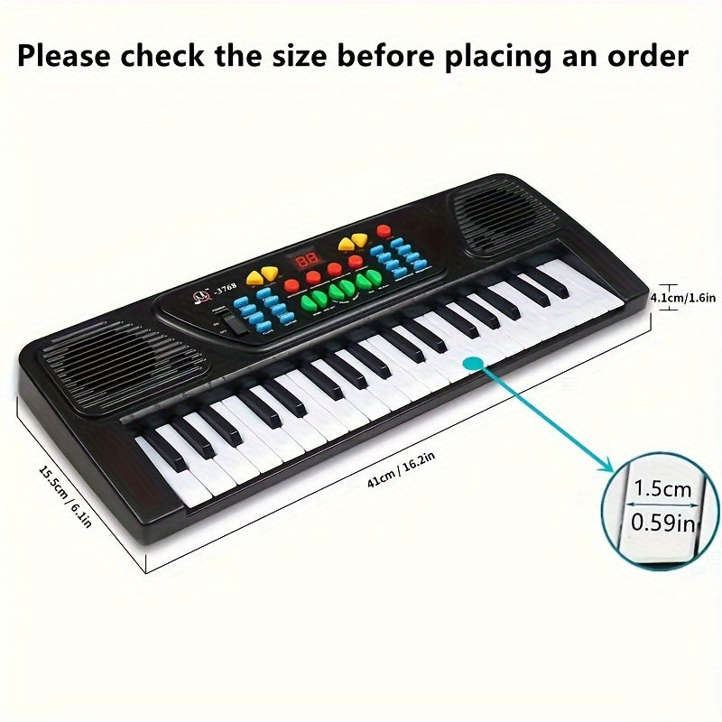 37-Key Portable Electronic Piano Keyboard with Microphone - Christmas & Birthday Gift for Musicians