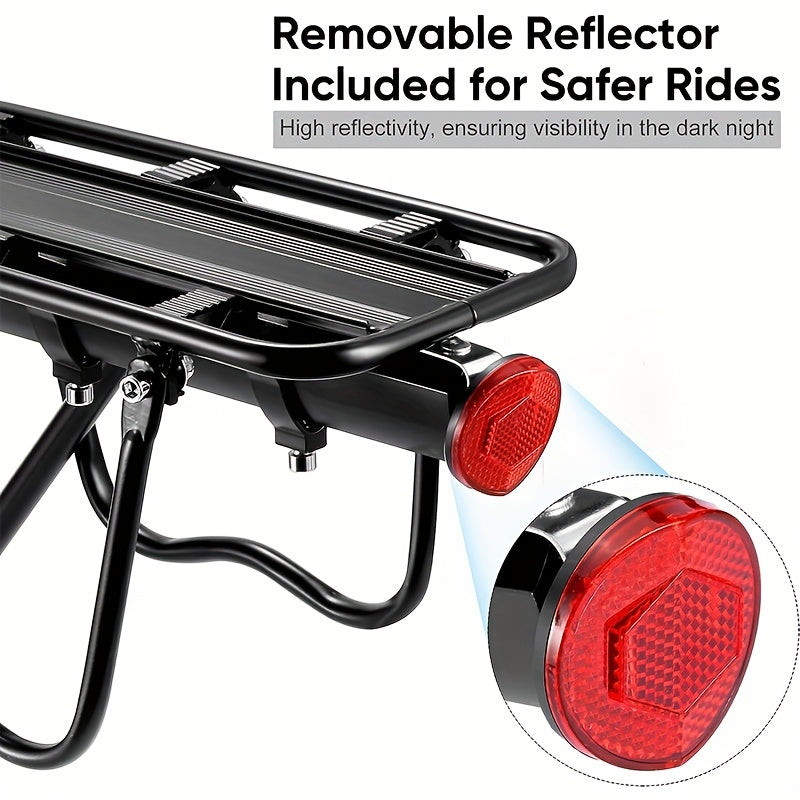 Bicycle Rear Bracket, Bicycle Seat Luggage Rack Holder Carrier For Luggage, Cargo, 90kg/190LB Load, Aluminum Alloy Adjustable Rack With Reflector For Cycling Camping Touring Sport