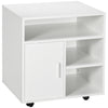 DodiOnline Multi-Storage Printer Stand Unit Office Desk Side Mobile Storage w/ Wheels Modern Style 60L x 50W x 65.5H cm - White