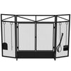 DodiOnline 3 Panel Folding Fire Guard Screen with Fireplace Tool Sets and Front Doors, Freestanding Fire Screen Spark Guard with Feet for Open Fire, Log Burner, Fireplace, 122 x77 cm, Black