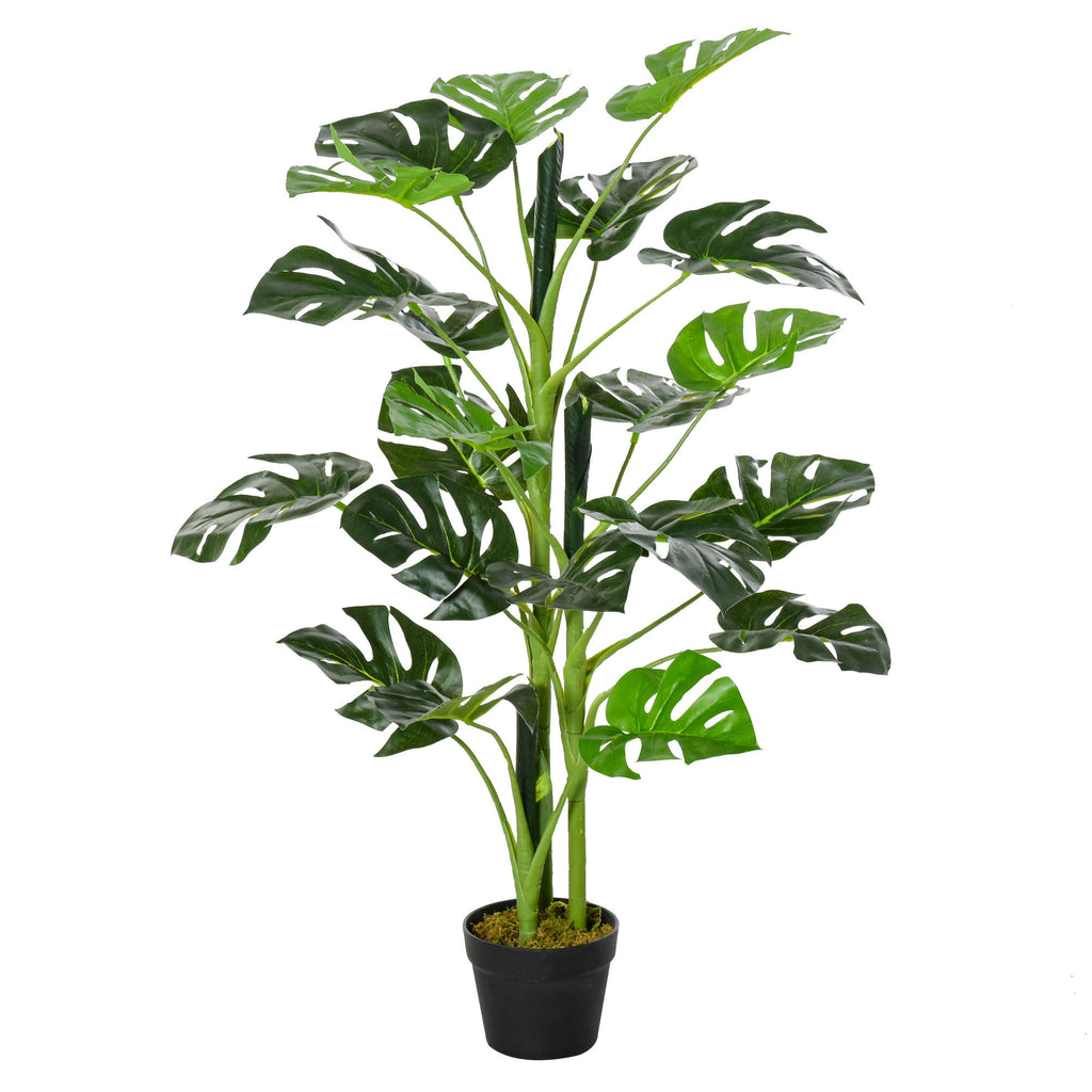DodiOnline 100cm/3.3FT Artificial Monstera Tree Decorative Cheese Plant 21 Leaves with Nursery Pot, Fake Tropical Palm Tree for Indoor Outdoor Décor