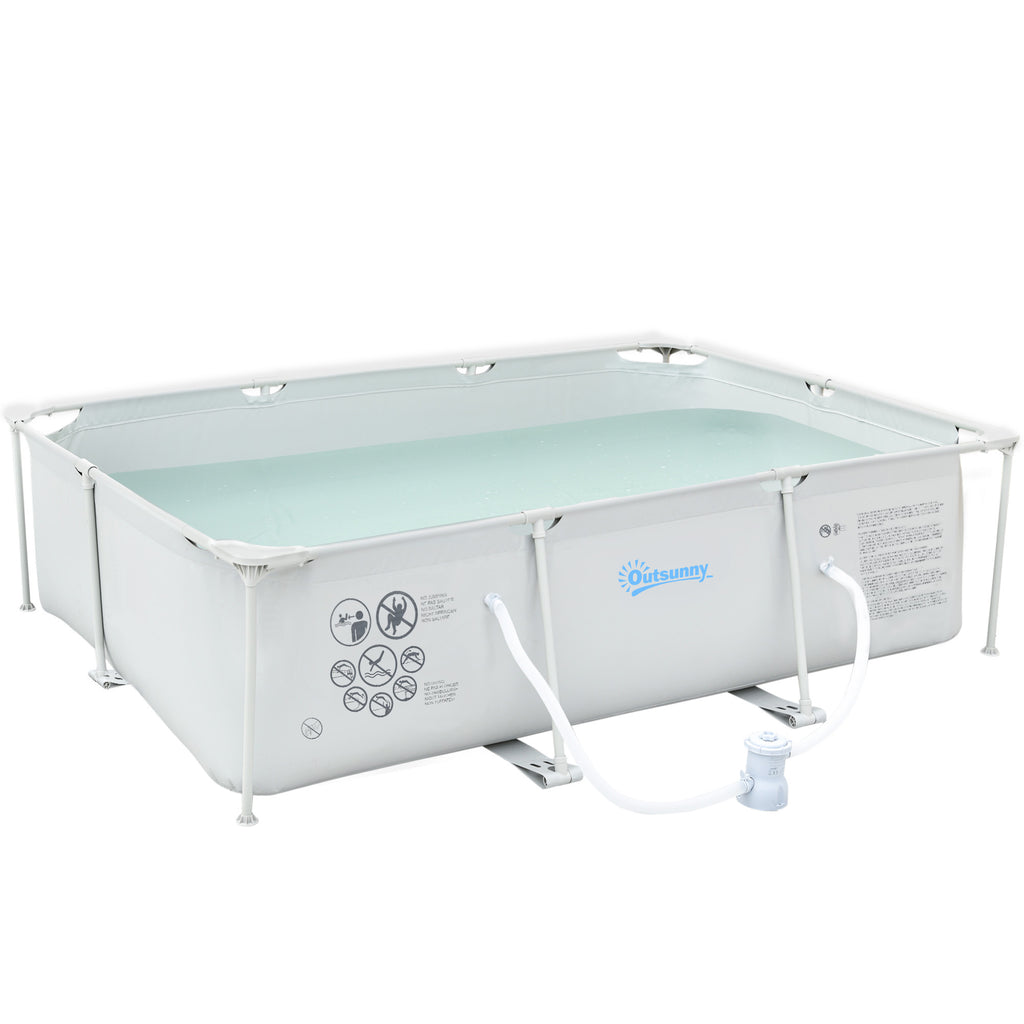 DodiOnline Steel Frame Pool with Filter Pump, Filter Cartridge, Reinforced Sidewalls Rust Resistant Above Ground Swimming Pool 292 x 190 x 75cm, Grey