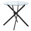 DodiOnline Dining Table with Clear Tempered Glass Top, Round Table with Metal Legs, Modern Kitchen Table for Dining Room Living Room, Black