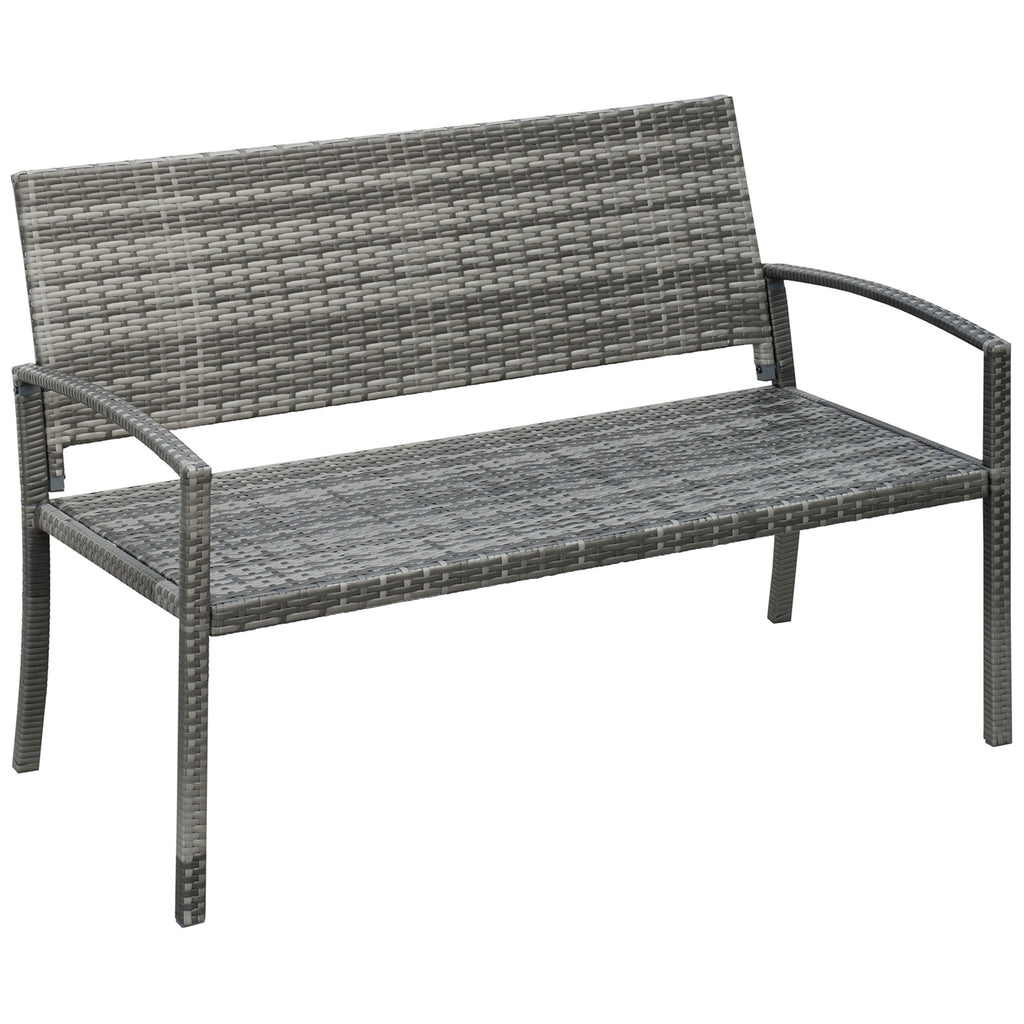 DodiOnline Patio Rattan 2 Seater Garden Bench Wicker Weave Love Seater Armchair Furniture Outdoor Garden Conservatory Chair Grey