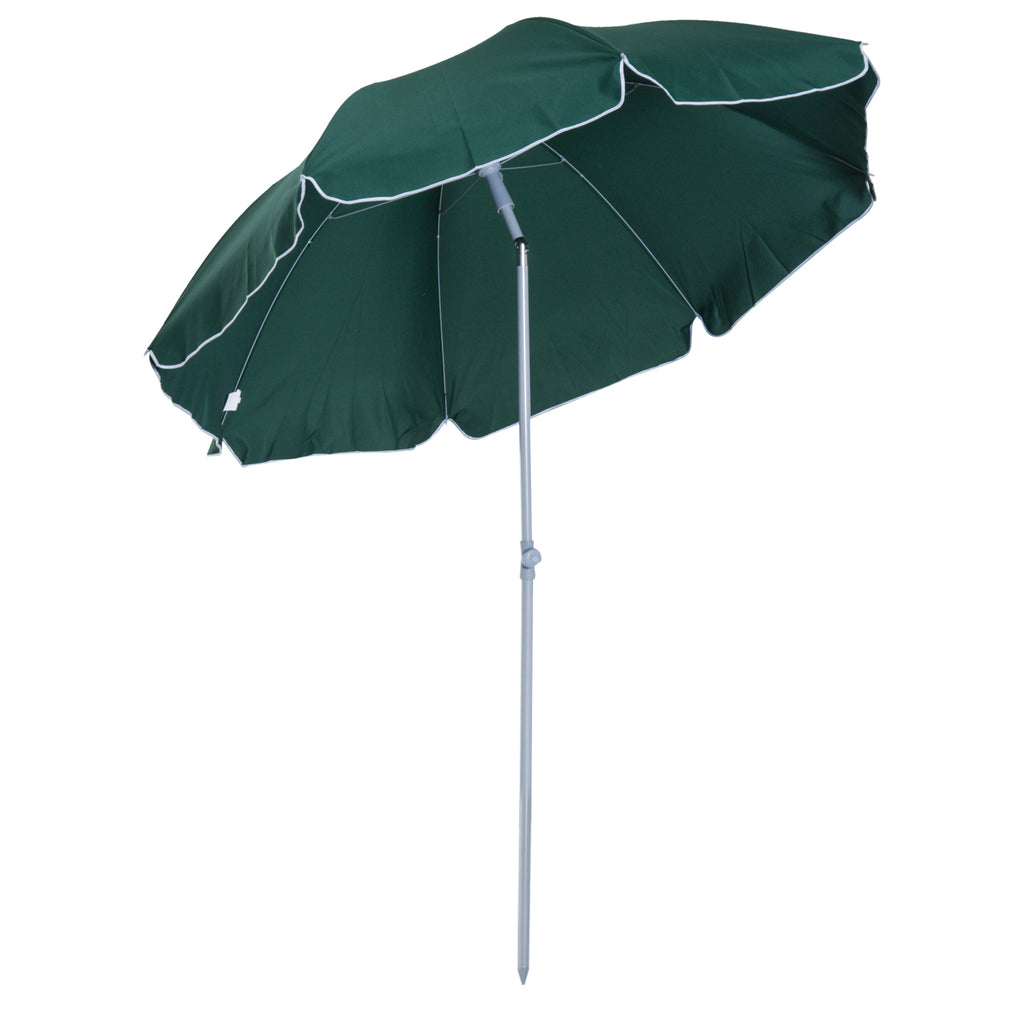 DodiOnline 2.2m Beach Umbrella, Portable Parasol with Tilting Function, Outdoor Sunshade Shelter with 8 Ribs, Green