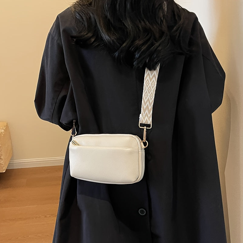Stylish Square Purse - Women's PU Leather Crossbody Handbag with Wide Strap and Solid Color Design - Perfect for Daily Use and Travel