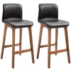 DodiOnline Modern Bar Stools Set of 2, PU Leather Upholstered Bar Chairs with Wooden Frame, Footrest for Home Bar, Dining Room