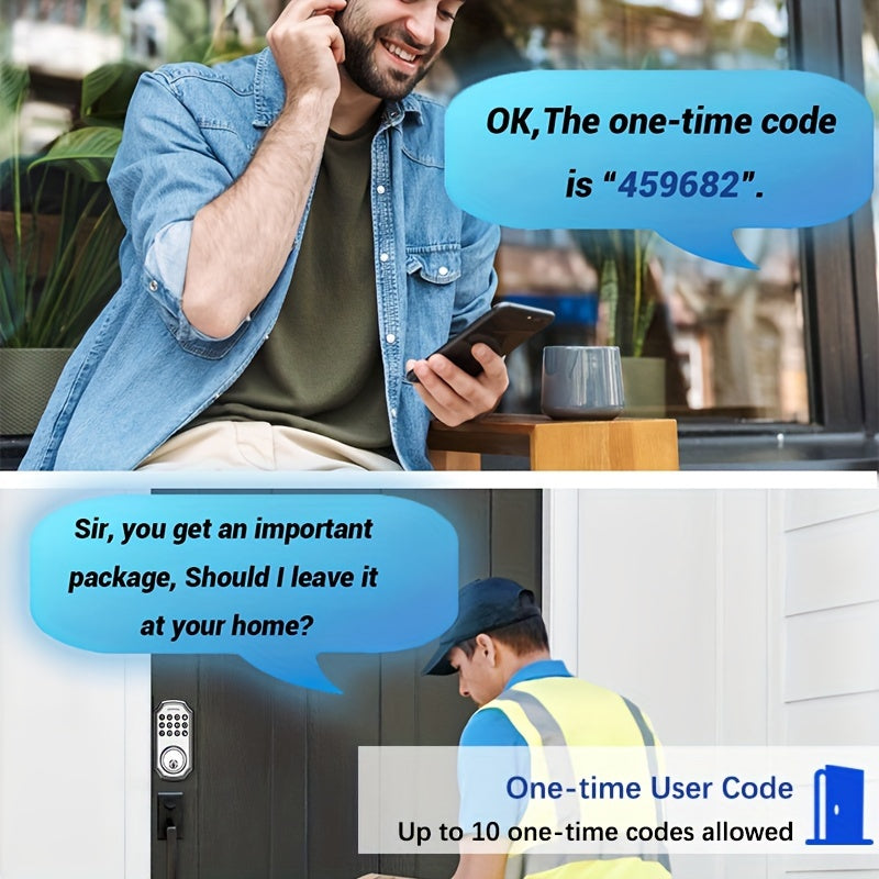 1pc BULIST UD01 Keypad Deadbolt Door Lock, Electronic Keyless Entry, User Pin Code, One Time Code, Mechanical Key, Backlit Keypad, Human Voice Guidance, Auto Lock, Long Battery Life, Easy To Install And Program, Stain Steel