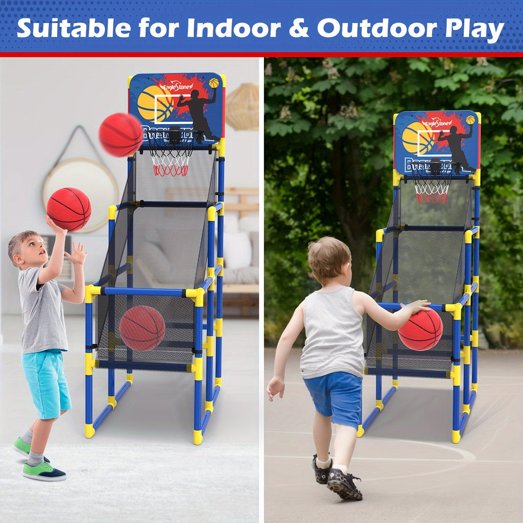 Kids Basketball Hoop Arcade Game W/Electronic Scoreboard Cheer Sound, Basketball Hoop Indoor Outdoor W/4 Balls, Basketball Game Toys Gifts For Kids 3-6 5-7 8-12 Toddlers Boys Girls