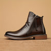 Men's Casual Leather High-top Boots: Stylish, Durable & Non-slip; All-season Wear with Comfortable Zip Closure