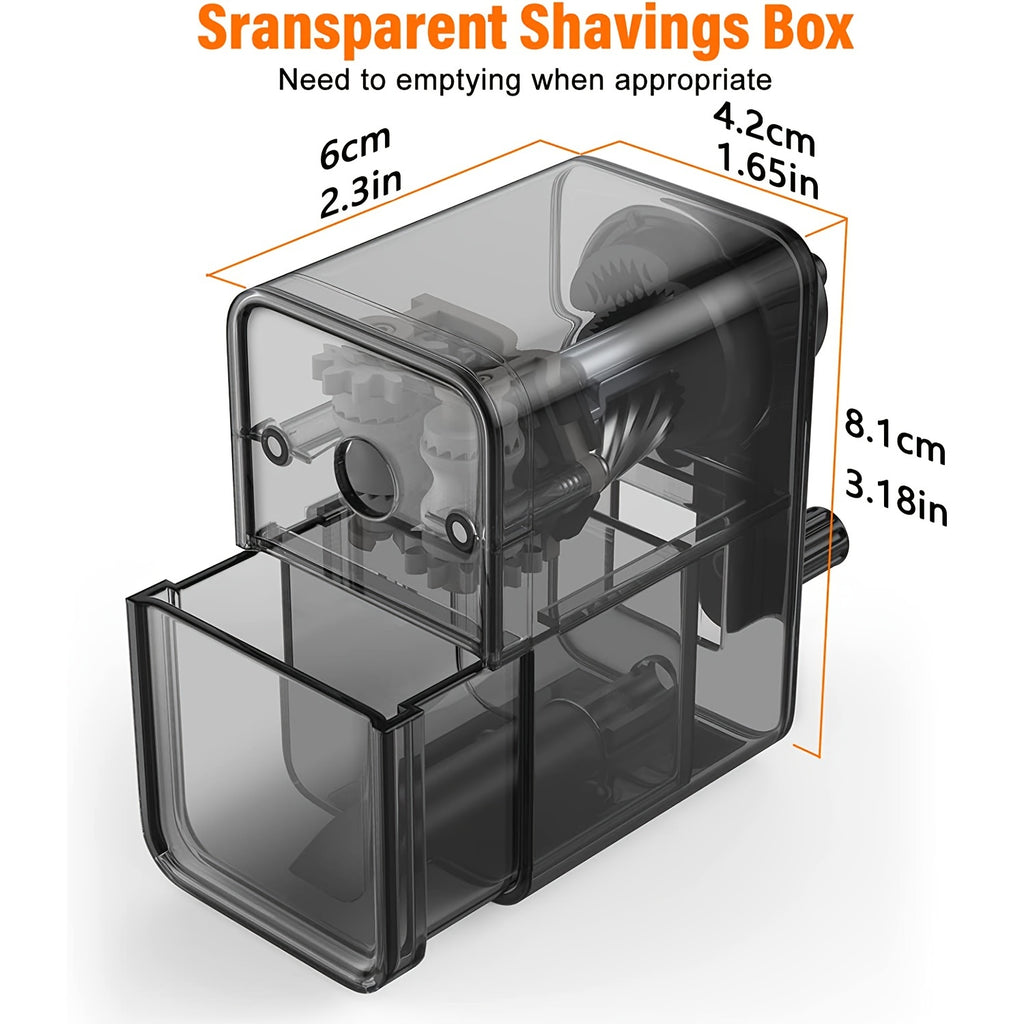 Heavy Duty Manual Pencil Sharpener with Spiral Blade - Fast, Efficient Sharpening for Wooden Pencils (Office, School, Artist Use)