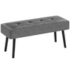 DodiOnline End of Bed Bench, Corduroy Bedroom Bench with Thick Padding and Steel Legs, Tufted Window Seat for Entryway, Living Room, Grey
