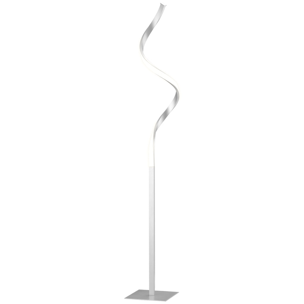 DodiOnline Dimmable Floor Lamp for Living Room, Modern Spiral Standing Lamp with 3 Adjustable Brightness and Square Base, Silver