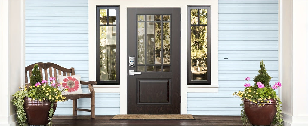 Keyless Entry Door Lock with 2 Lever Handles - Electronic Keypad Deadbolt, Auto-Locking, Anti-Peeping Password, Digital Smart Code, Brushed Aluminum, Battery-Powered (AA Batteries Included), US Standard, Smart Door Lock