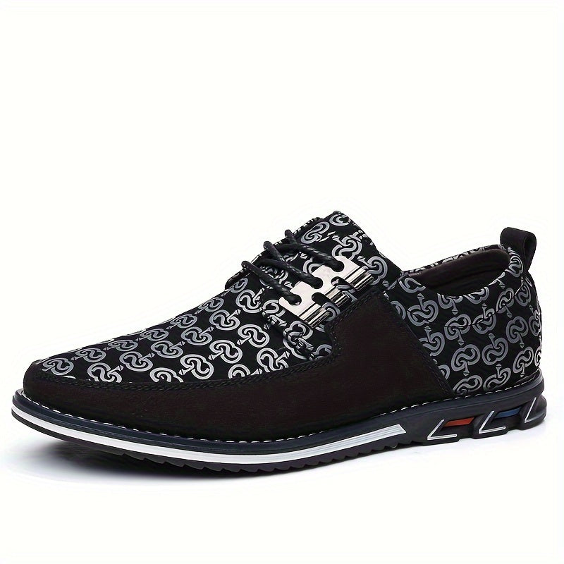 Men's Plus Size Faux Leather Casual Shoes, Formal Dress Anti-skid Lace-up Shoes For Business Office, Spring And Autumn