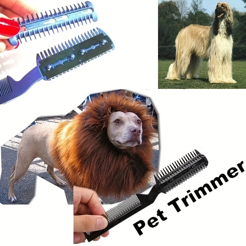 1Pc Dual-Head Pet Grooming Comb - Effortless Hair Removal & Trimming - Safe Razor Blades for Dogs & Cats - Premium Cleaning Beauty Tool for Professional Hairdressing