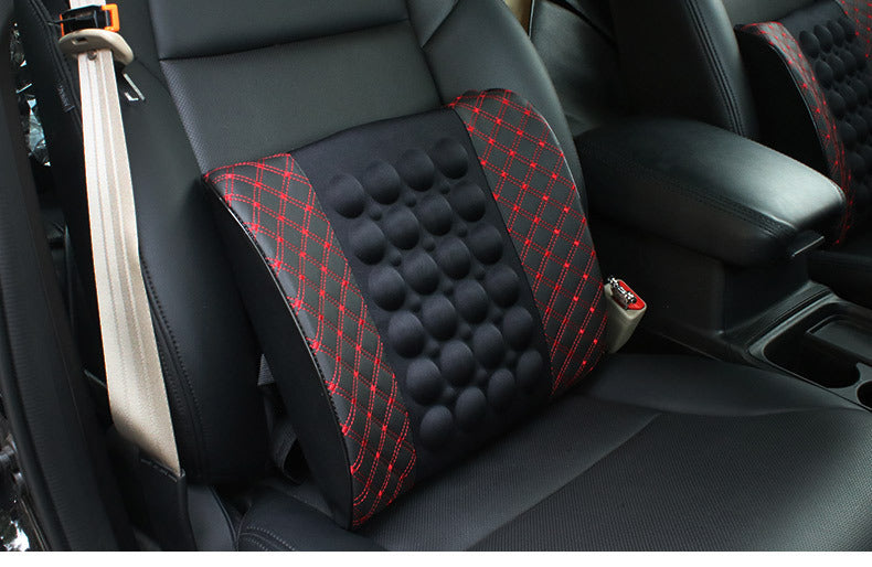 Car Waist Electric Massage Red Wine Pillow Car Interior Accessories Office Cushion Ultrafine Leather Factory Outlet