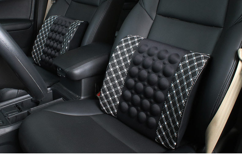 Car Waist Electric Massage Red Wine Pillow Car Interior Accessories Office Cushion Ultrafine Leather Factory Outlet