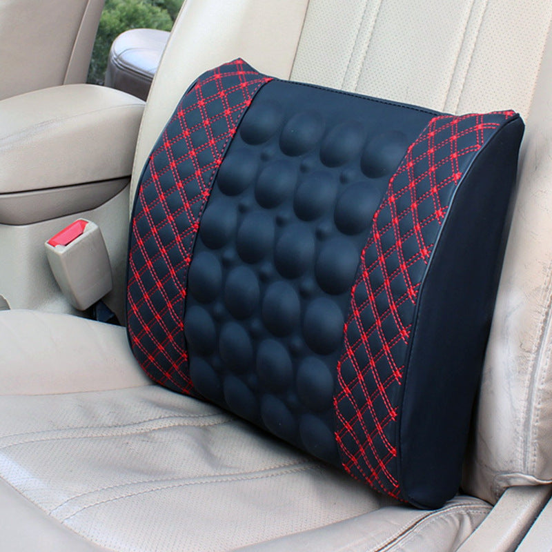 Car Waist Electric Massage Red Wine Pillow Car Interior Accessories Office Cushion Ultrafine Leather Factory Outlet