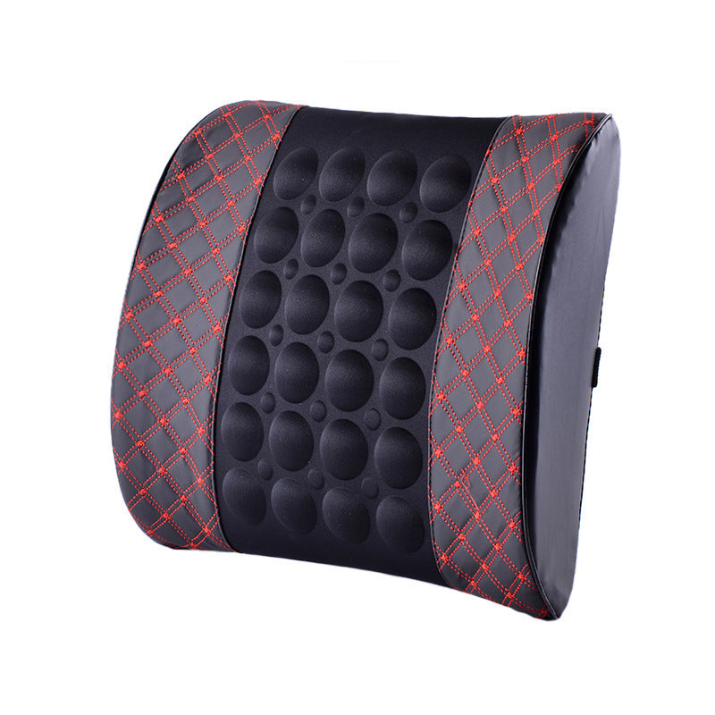 Car Waist Electric Massage Red Wine Pillow Car Interior Accessories Office Cushion Ultrafine Leather Factory Outlet