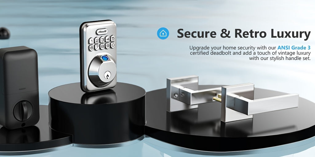 Fingerprint Front Door Lock Set with 2 Handles - Auto Lock & One-Touch Lock, Easy Install, Electronic Keypad Deadbolt, Keyless Entry Door Lock with Handle for Front Door