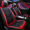 1pc Fit PU Leather Car Seat Cover, Breathable Front Seat Protector with Safety Cushion Compatibility, Sponge Filled, Non-Textile Weaving, Stylish Ergonomic Design with Red Accent Stitching, Available in Black/Brown/Beige/Blue