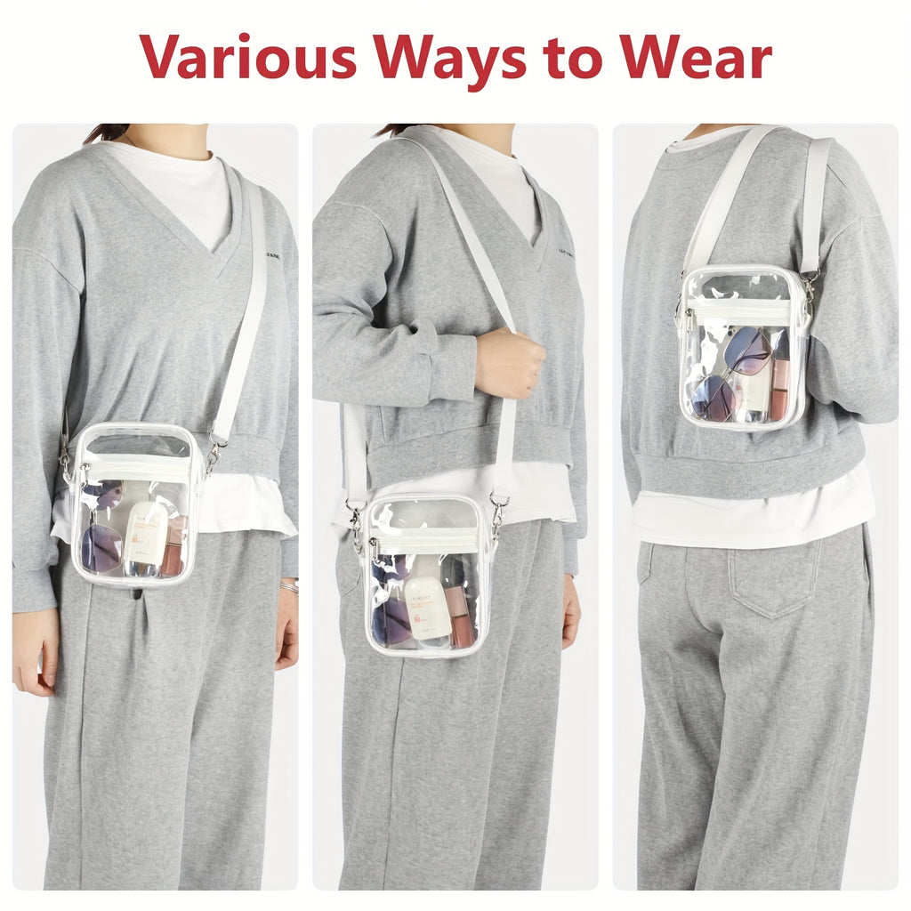 Clear View Crossbody Bag - Stadium-Approved, Spacious, Water-Resistant, Adjustable Strap, Interior Pockets - Perfect for Concerts, Sporting Events, Music Festivals, and Travel