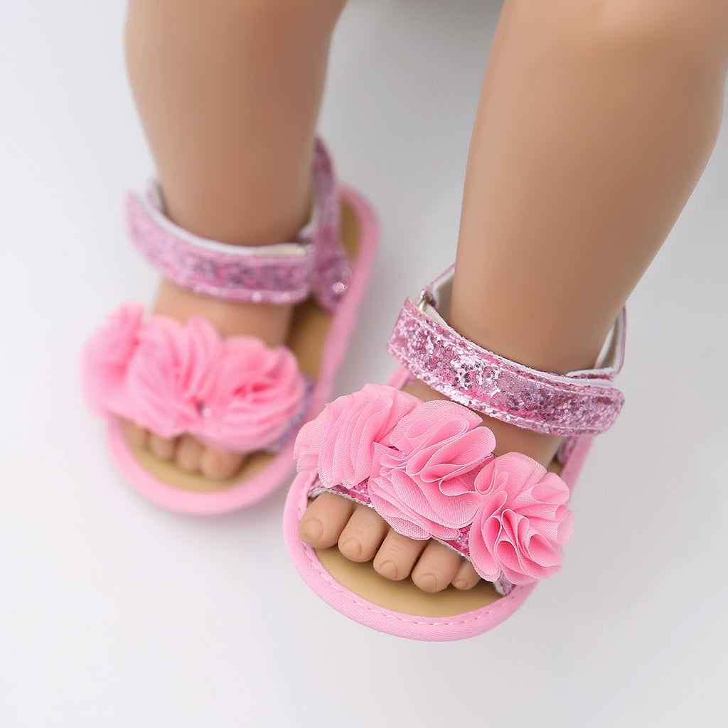 Adorable Baby Girl's Floral Sandals - Breathable, Comfortable, and Durable Open-Toe Shoes for Newborn, Infant, and Toddler's First Steps, Perfect for Spring, Summer, Beach, and Outdoor Activities