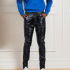 Men's Casual PU Leather High Stretch Pants, Chic Skinny Fit For Nightclub K-pop