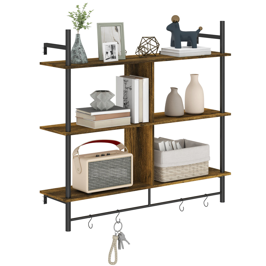 DodiOnline Three-Tier Floating Shelf - Brown/Black