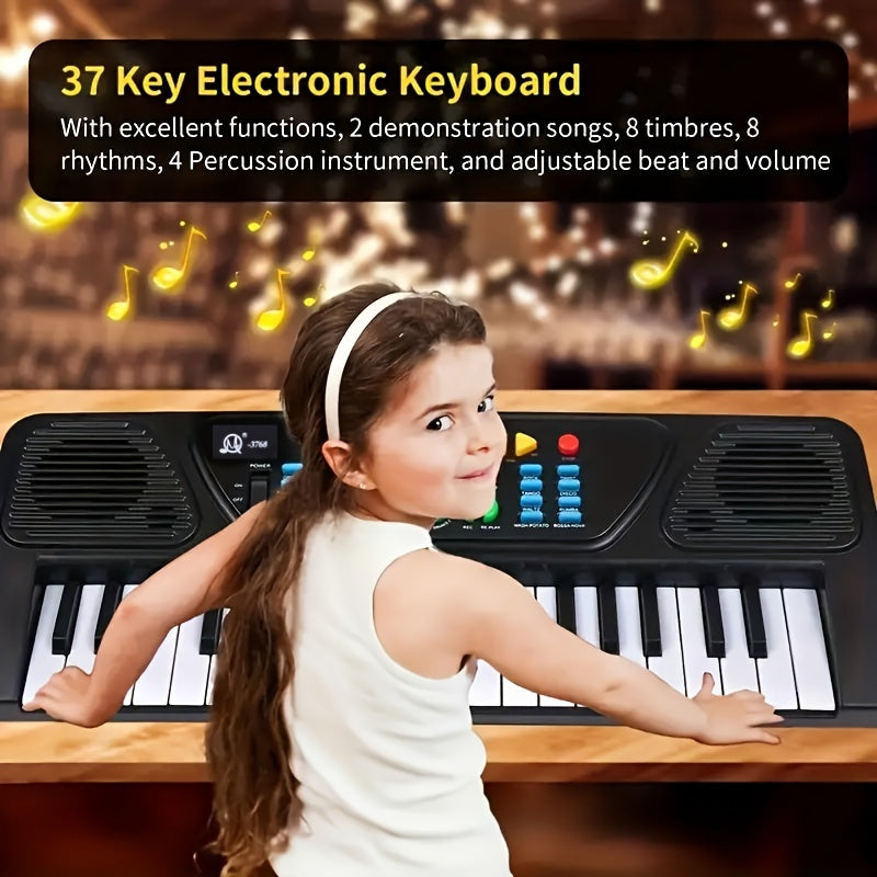 37-Key Single-Channel Electronic Musical Keyboard Organ - Fun and Interactive Learning Instrument for Early Childhood Education, Developing Musical Talent and Hand-Eye Coordination - Perfect Gift for Boys and Girls