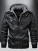 Mens Fashionable Hooded Jacket - Faux Leather, Utility Pockets, Versatile for All Seasons