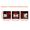 3pcs/set Romantic Swans and Red Rose Canvas Wall Art for Living Room, Bedroom, and Office Decor - Beautiful and Elegant Design - No Frames Needed