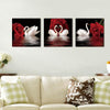 3pcs/set Romantic Swans and Red Rose Canvas Wall Art for Living Room, Bedroom, and Office Decor - Beautiful and Elegant Design - No Frames Needed