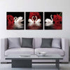 3pcs/set Romantic Swans and Red Rose Canvas Wall Art for Living Room, Bedroom, and Office Decor - Beautiful and Elegant Design - No Frames Needed