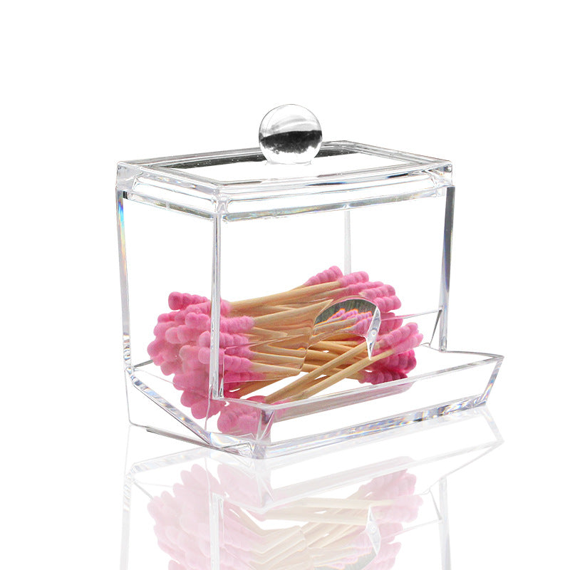 1pc Transparent Clear Cotton Swabs Storage Holder Dispenser - Keep Cotton Pads Organized and Within Reach - Bathroom Storage Container with Lid, Art Supplies Organizer, Space-Saving, Easy to Clean, and Durable