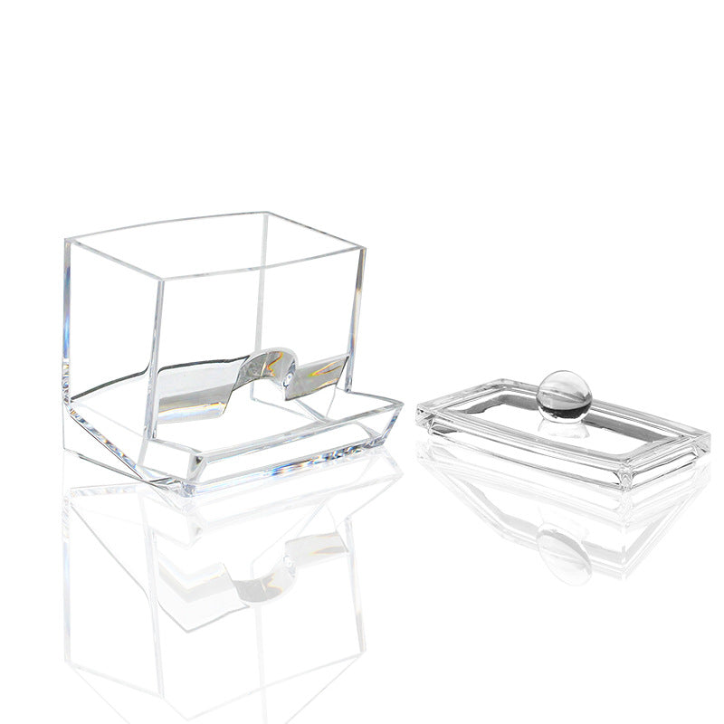 1pc Transparent Clear Cotton Swabs Storage Holder Dispenser - Keep Cotton Pads Organized and Within Reach - Bathroom Storage Container with Lid, Art Supplies Organizer, Space-Saving, Easy to Clean, and Durable