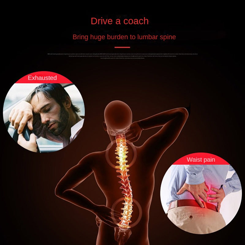 Car Lumbar Electric Massager, Red Pillow Car Interior Decoration, Ultra-fiber PU Leather Cushion For Car, Office